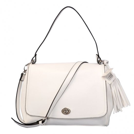 Coach Turnlock Medium White Shoulder Bags AYP | Women